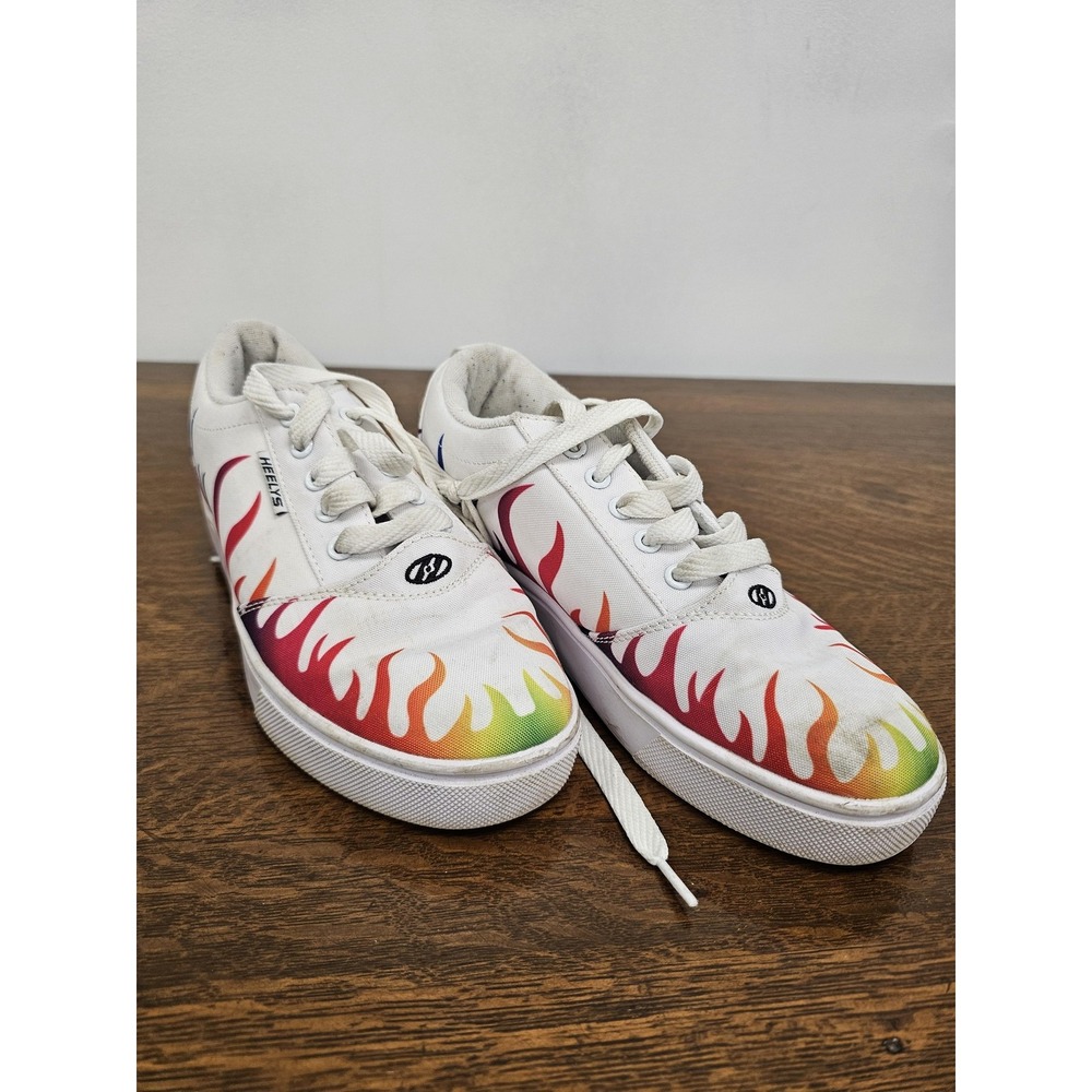 Heelys Shoes Youth Size 5 Womens 6 White Flame Wheels Roller Skate‎ Sneakers